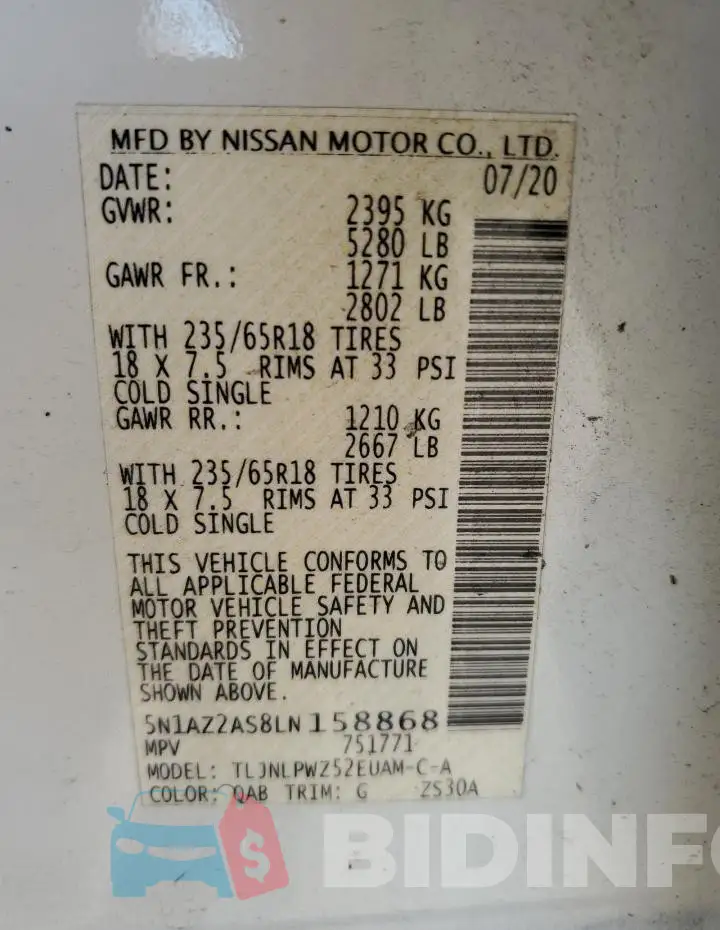 5N1AZ2AS8LN158868 Photo# 13