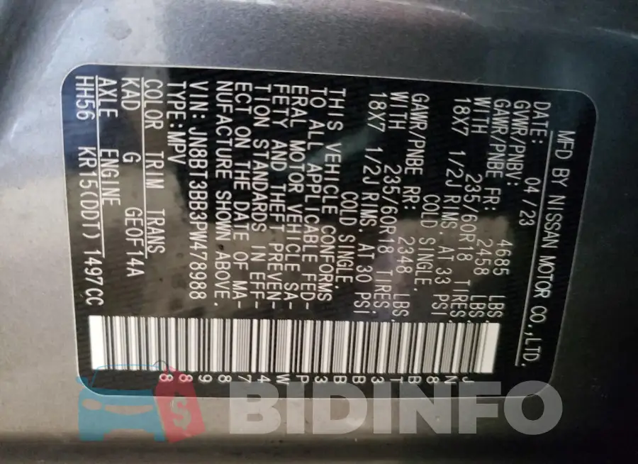 JN8BT3BB3PW478988 Photo# 13