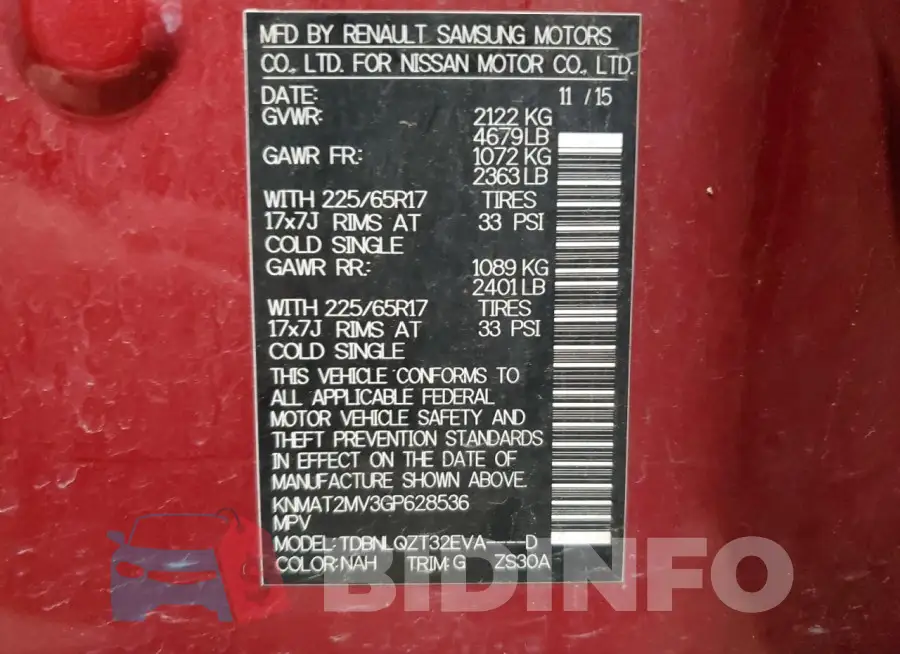 KNMAT2MV3GP628536 Photo# 13