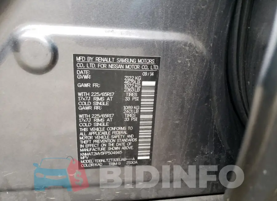 KNMAT2MV5FP504945 Photo# 14