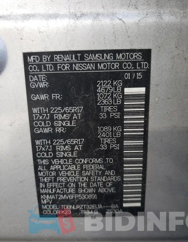 KNMAT2MV6FP530891 Photo# 13