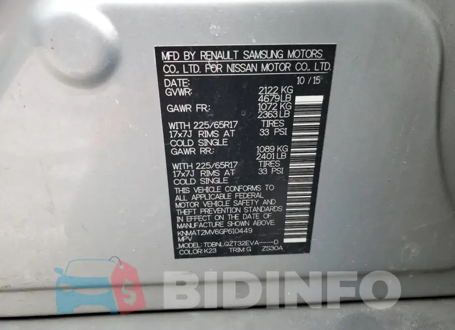 KNMAT2MV6GP610449 Photo# 13
