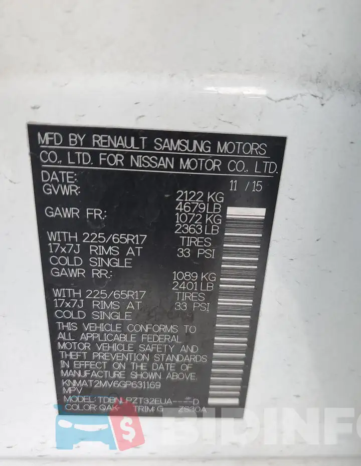 KNMAT2MV6GP631169 Photo# 13