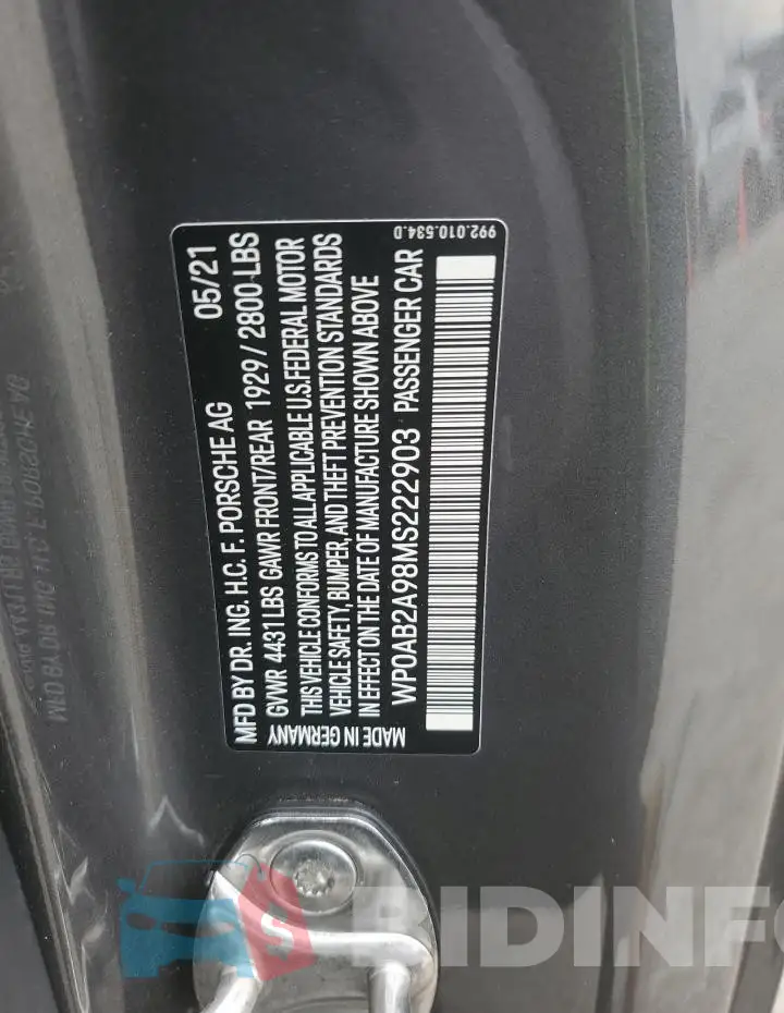 WP0AB2A98MS222903 Photo# 12