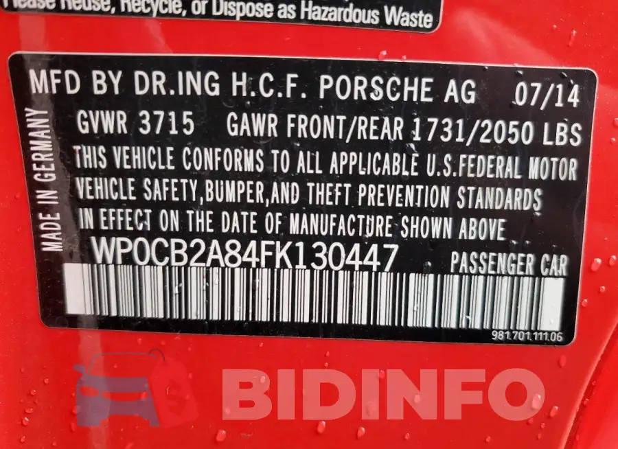 WP0CB2A84FK130447 Photo# 13