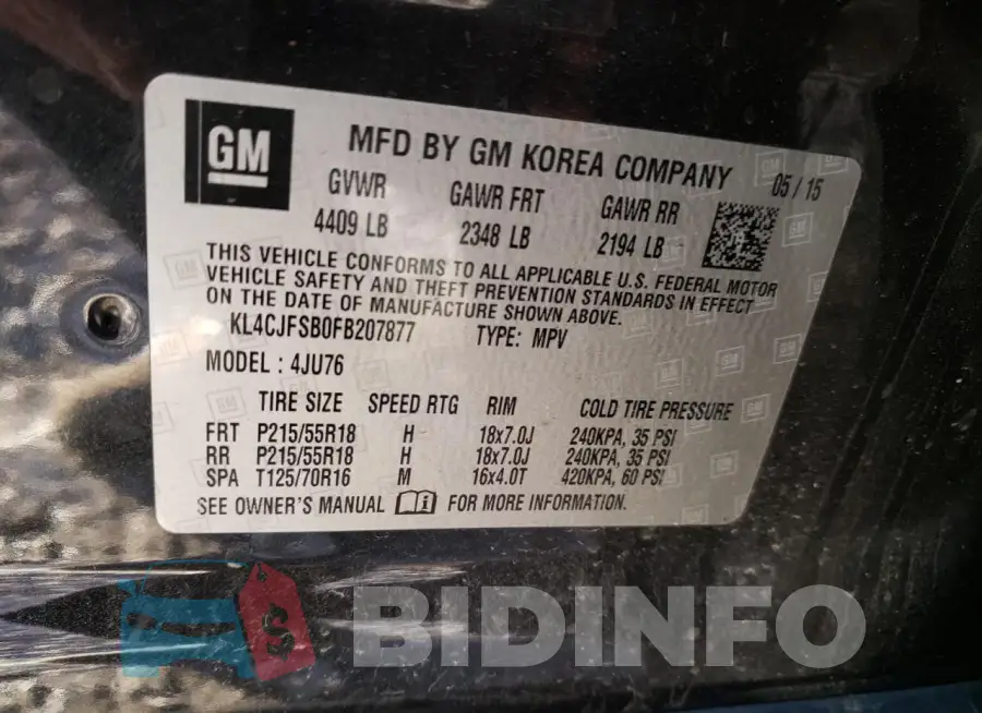 KL4CJFSB0FB207877 Photo# 12