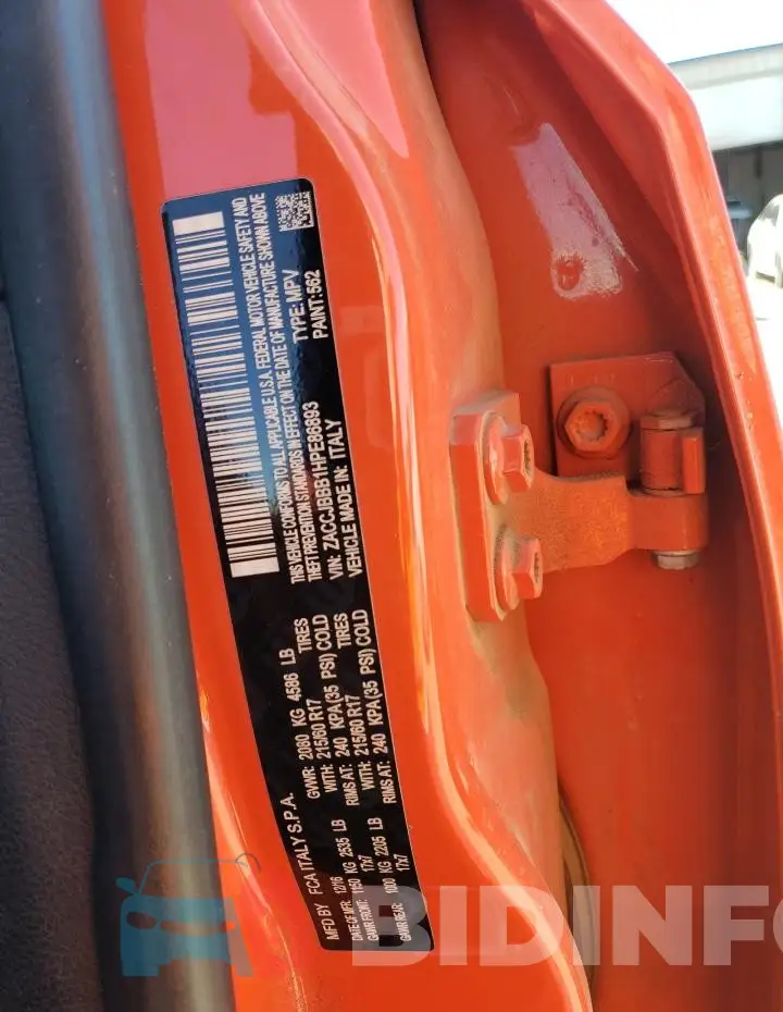 ZACCJBBB1HPE86893 Photo# 13