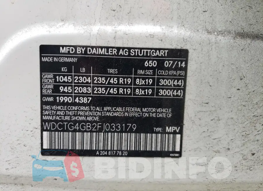 WDCTG4GB2FJ033179 Photo# 12