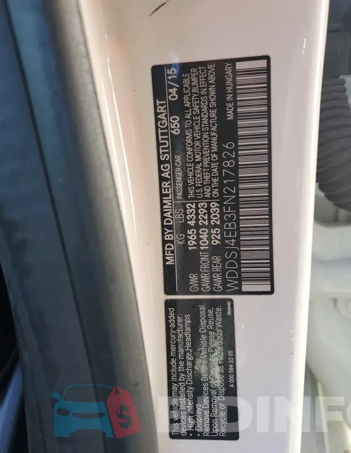 WDDSJ4EB3FN217826 Photo# 12