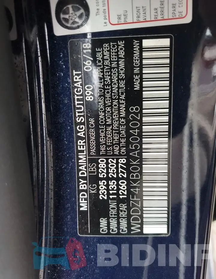WDDZF4KB0KA504028 Photo# 13