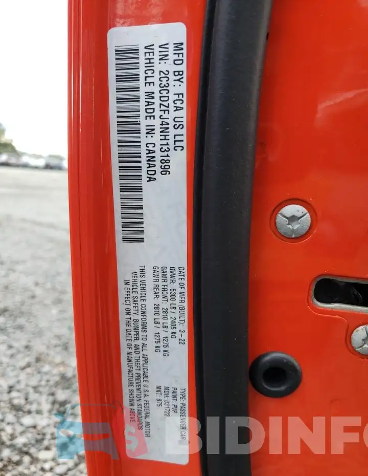 2C3CDZFJ4NH131896 Photo# 13