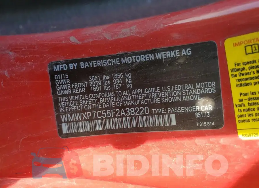 WMWXP7C55F2A38220 Photo# 12