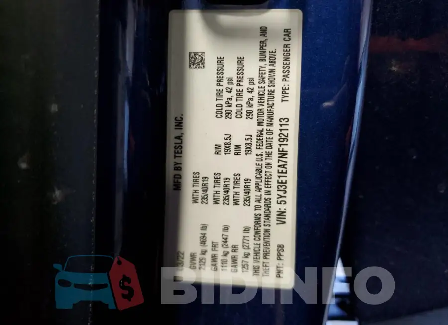 5YJ3E1EA7NF192113 Photo# 12