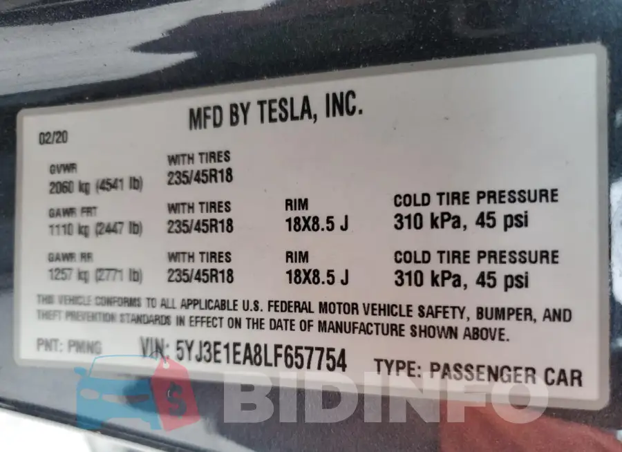 5YJ3E1EA8LF657754 Photo# 13