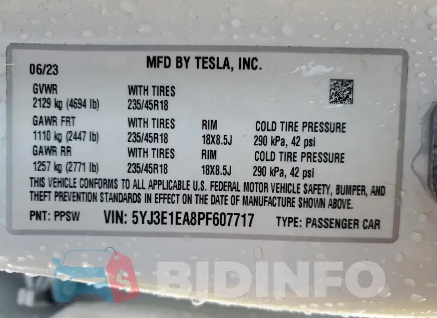 5YJ3E1EA8PF607717 Photo# 12