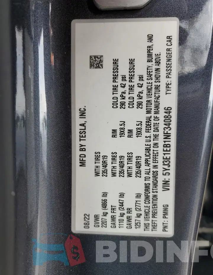 5YJ3E1EB1NF340846 Photo# 12