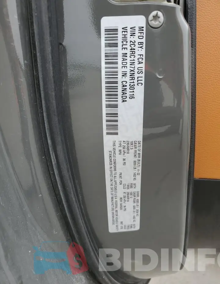 2C4RC1N7XNR130116 Photo# 13