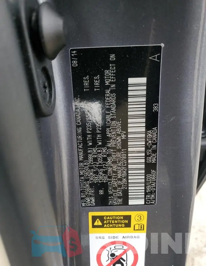 2T2BK1BA2FC278911 Photo# 12