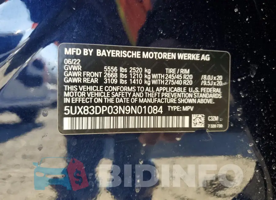 5UX83DP03N9N01084 Photo# 13