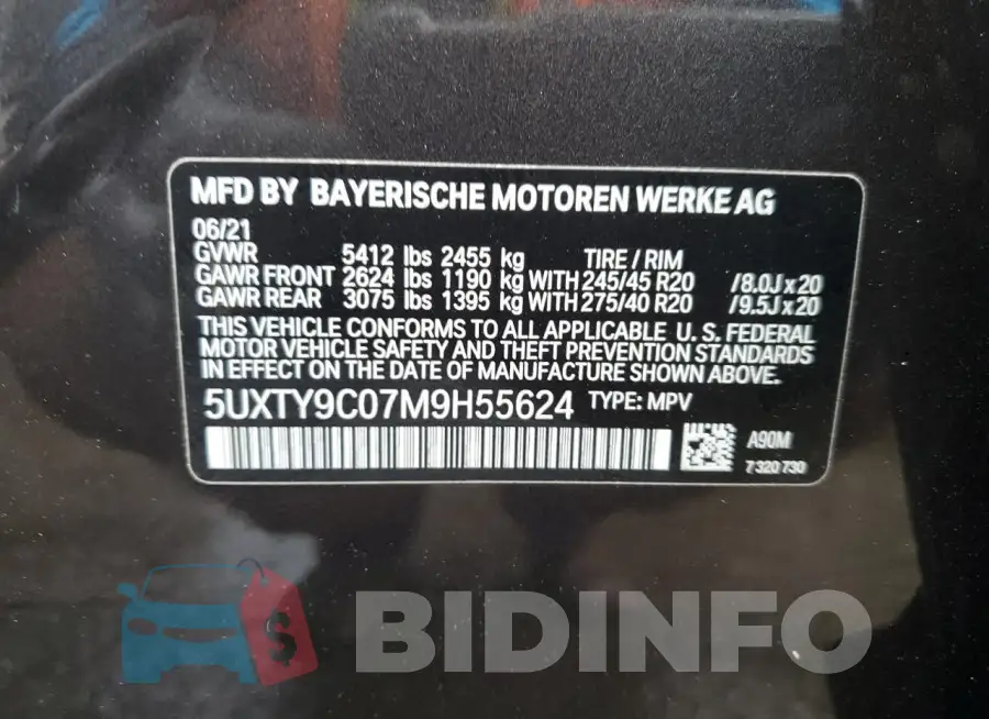 5UXTY9C07M9H55624 Photo# 14