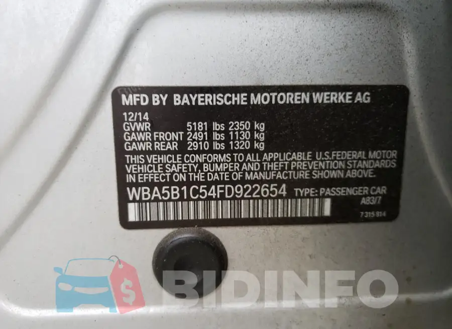 WBA5B1C54FD922654 Photo# 12