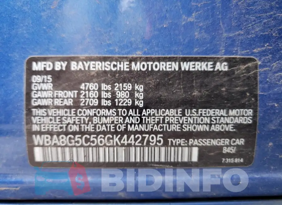 WBA8G5C56GK442795 Photo# 12