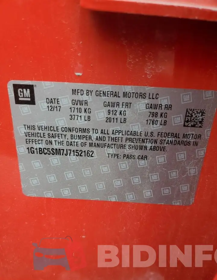 1G1BC5SM7J7152162 Photo# 12