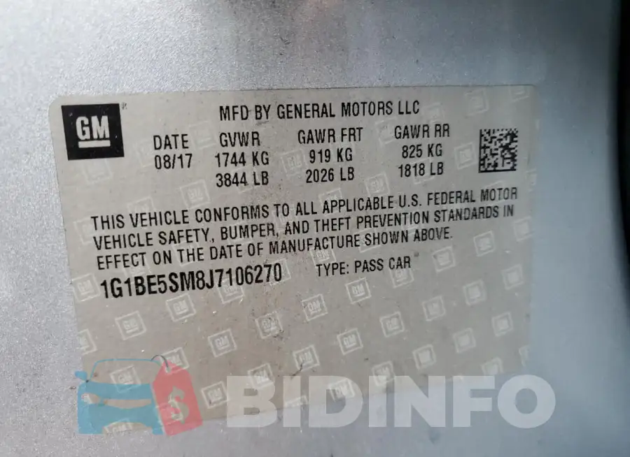 1G1BE5SM8J7106270 Photo# 12