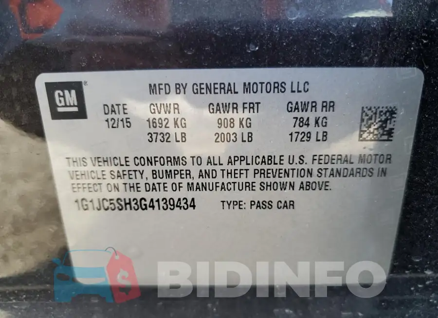 1G1JC5SH3G4139434 Photo# 12