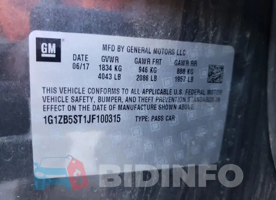 1G1ZB5ST1JF100315 Photo# 12