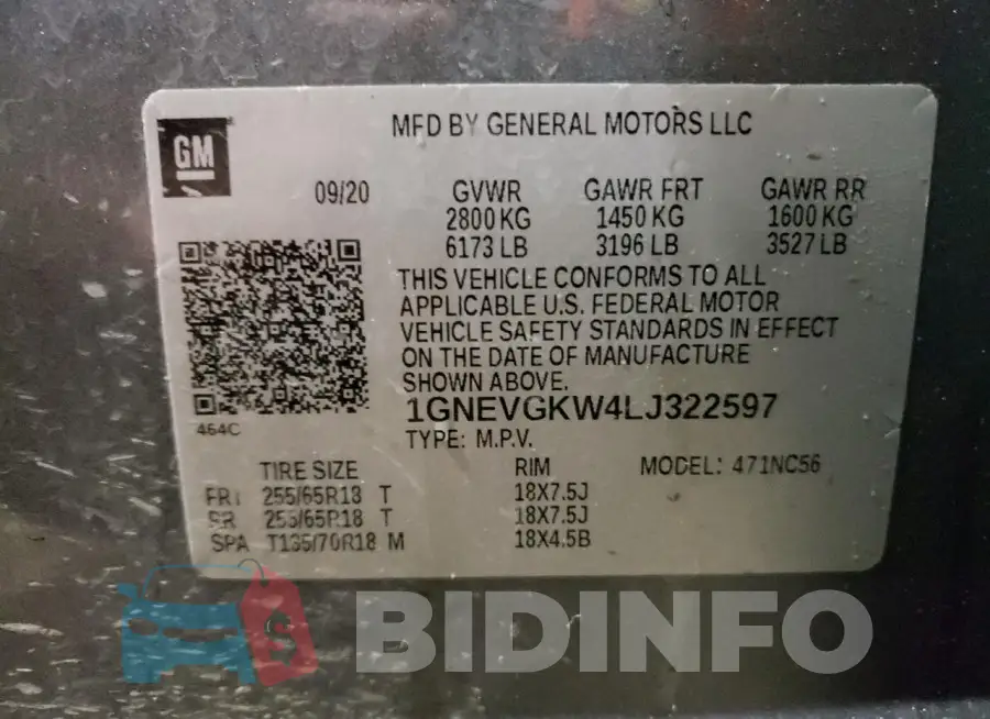 1GNEVGKW4LJ322597 Photo# 13