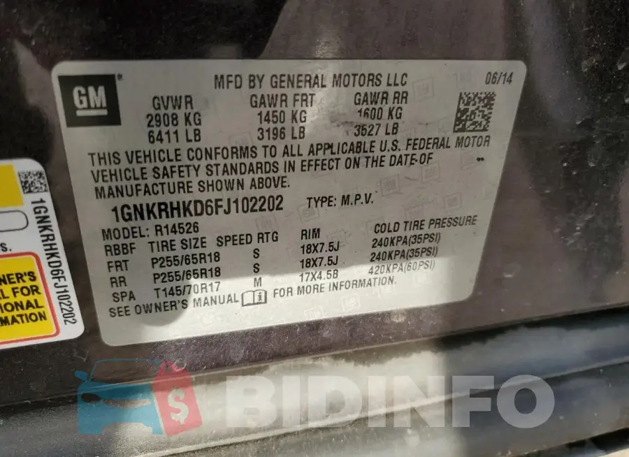 1GNKRHKD6FJ102202 Photo# 13