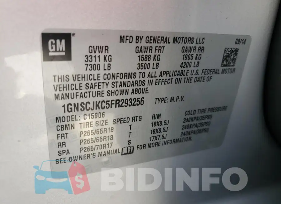 1GNSCJKC5FR293256 Photo# 13