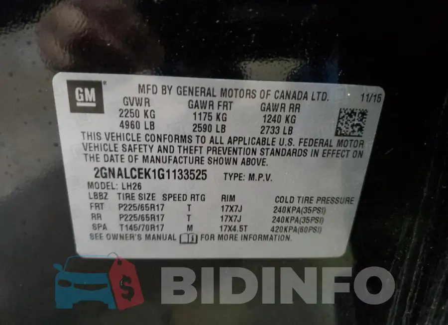 2GNALCEK1G1133525 Photo# 13