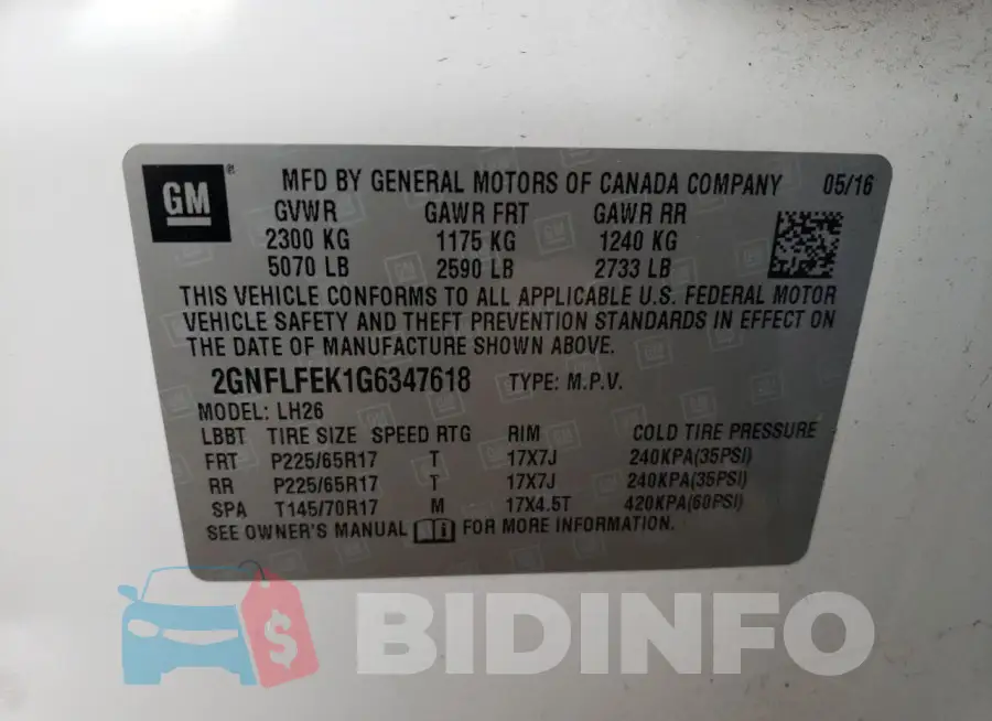 2GNFLFEK1G6347618 Photo# 12