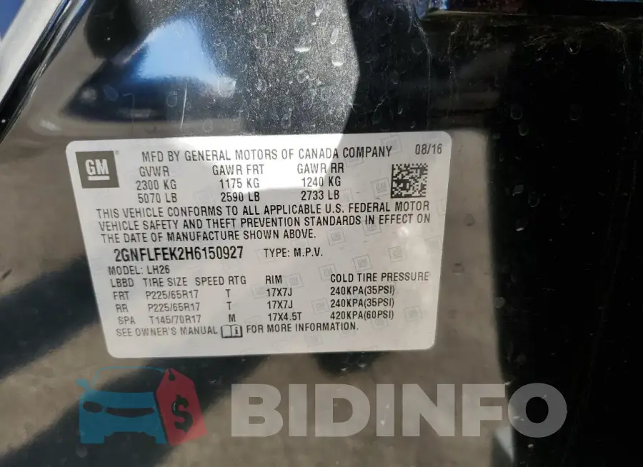 2GNFLFEK2H6150927 Photo# 13