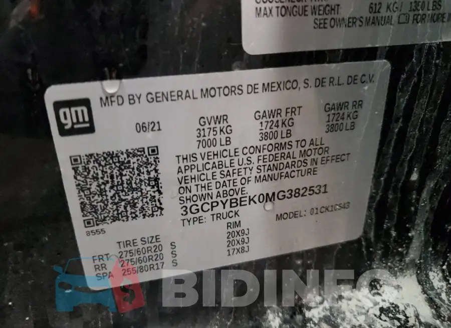 3GCPYBEK0MG382531 Photo# 12