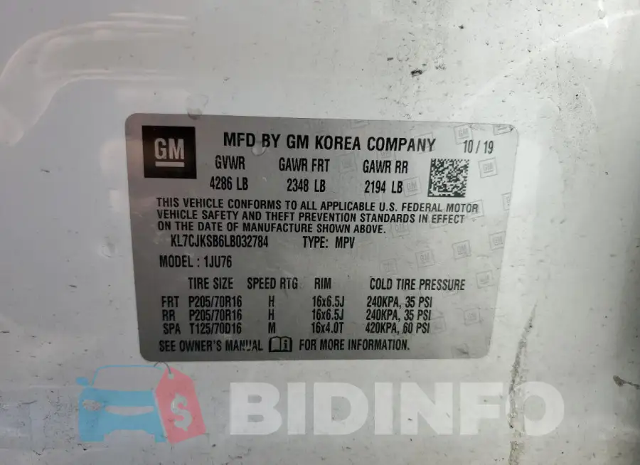 KL7CJKSB6LB032784 Photo# 13