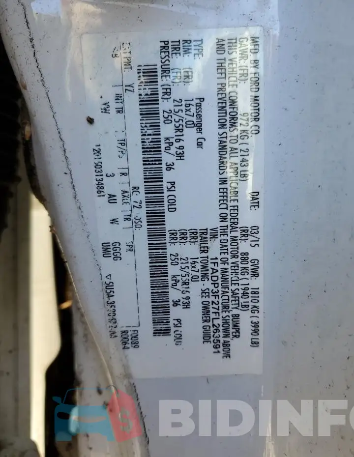 1FADP3F27FL263591 Photo# 13