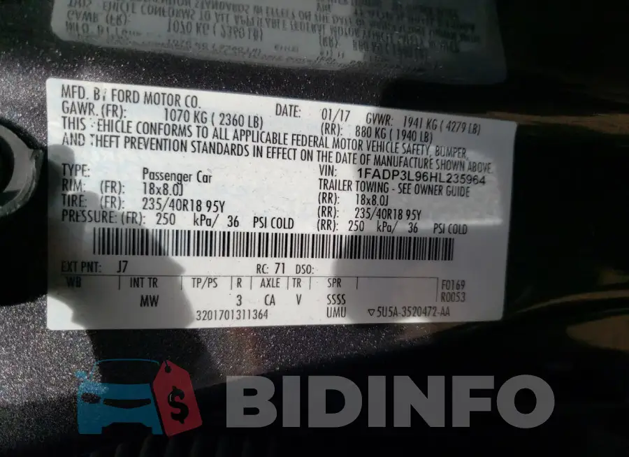 1FADP3L96HL235964 Photo# 12