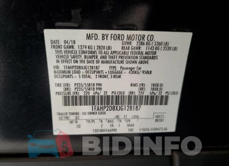 1FAHP2D8XJG128187 Photo# 12