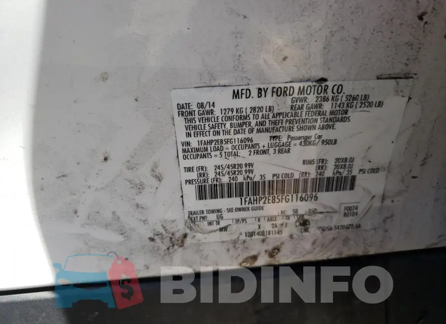 1FAHP2E85FG116096 Photo# 12