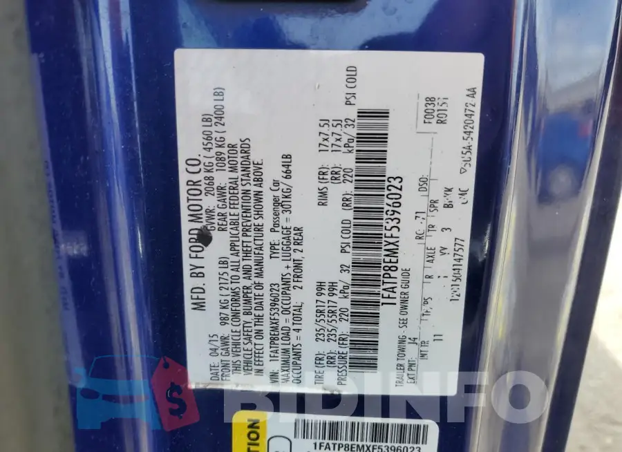 1FATP8EMXF5396023 Photo# 13