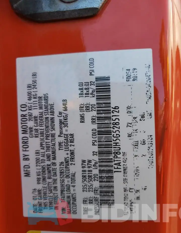 1FATP8UH5G5285126 Photo# 13