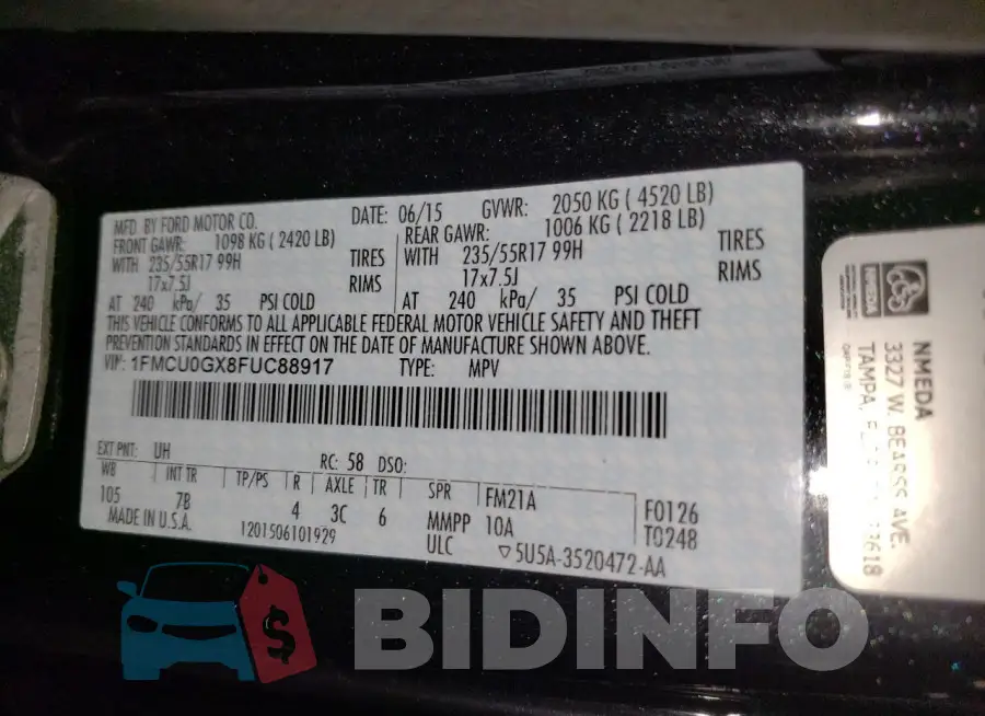 1FMCU0GX8FUC88917 Photo# 12