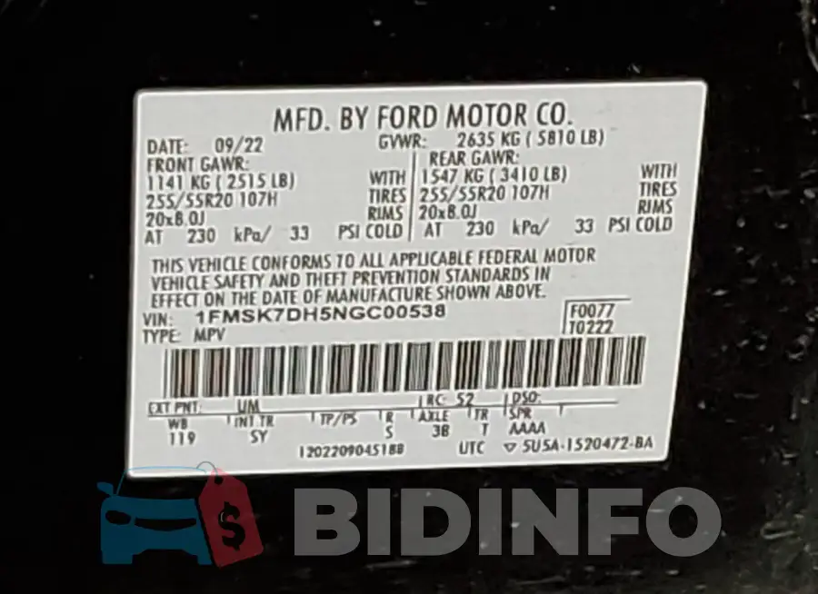 1FMSK7DH5NGC00538 Photo# 12