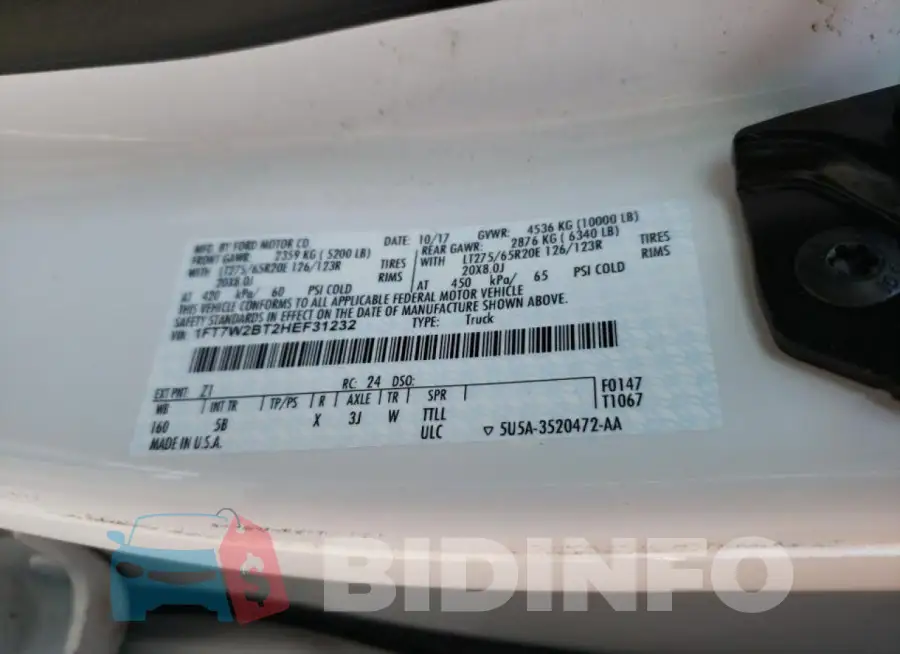 1FT7W2BT2HEF31232 Photo# 13