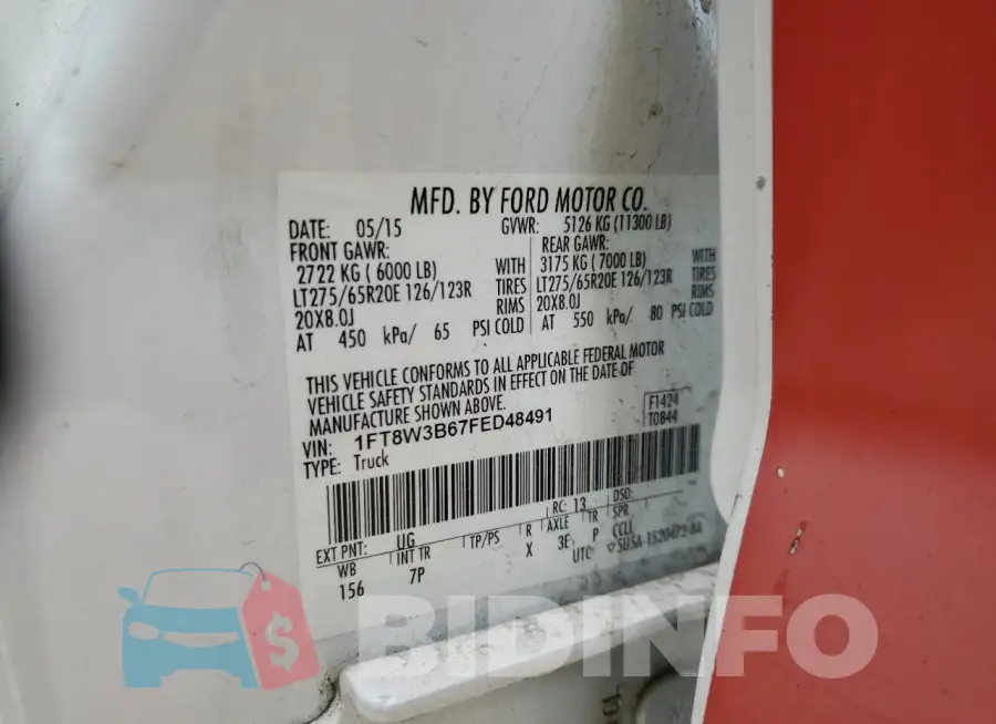 1FT8W3B67FED48491 Photo# 12