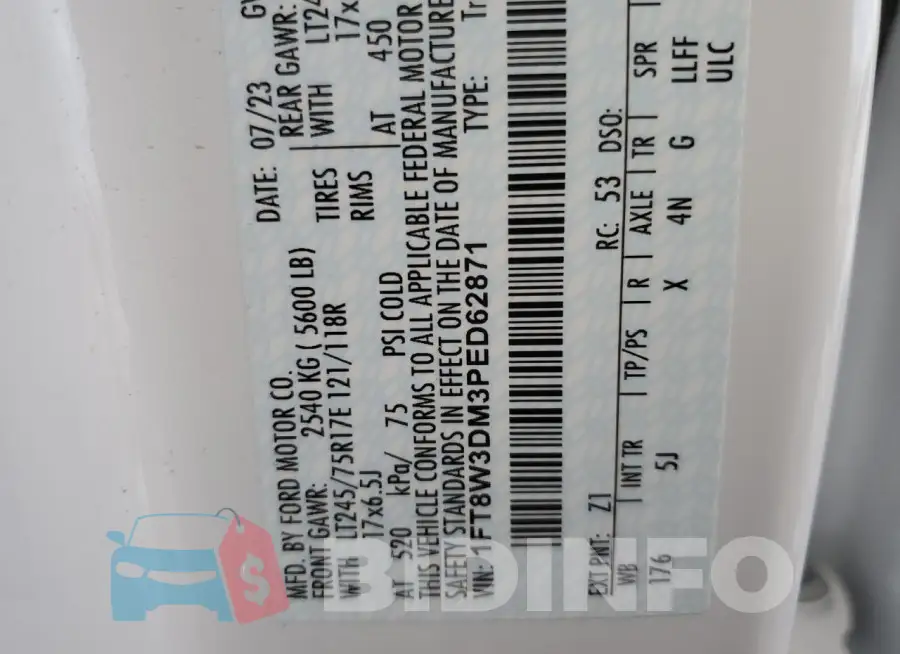 1FT8W3DM3PED62871 Photo# 13