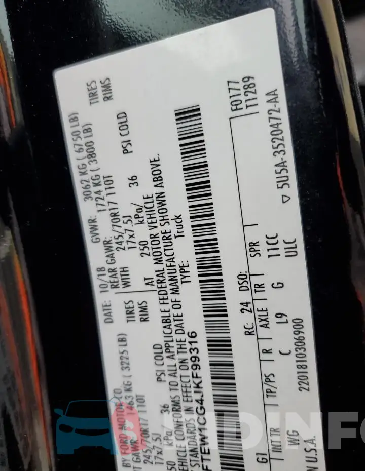 1FTEW1CG4JKF99316 Photo# 12